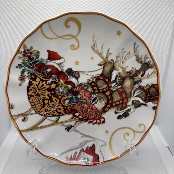 Williams-Sonoma Other - Williams Sonoma 'Twas The‎ Night Before Christmas Santa Sleigh Salad 8" Plate